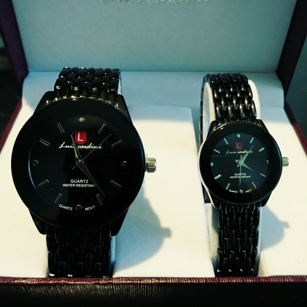 His&Hers Matching Luis Cardini Quartz MOVT Watches